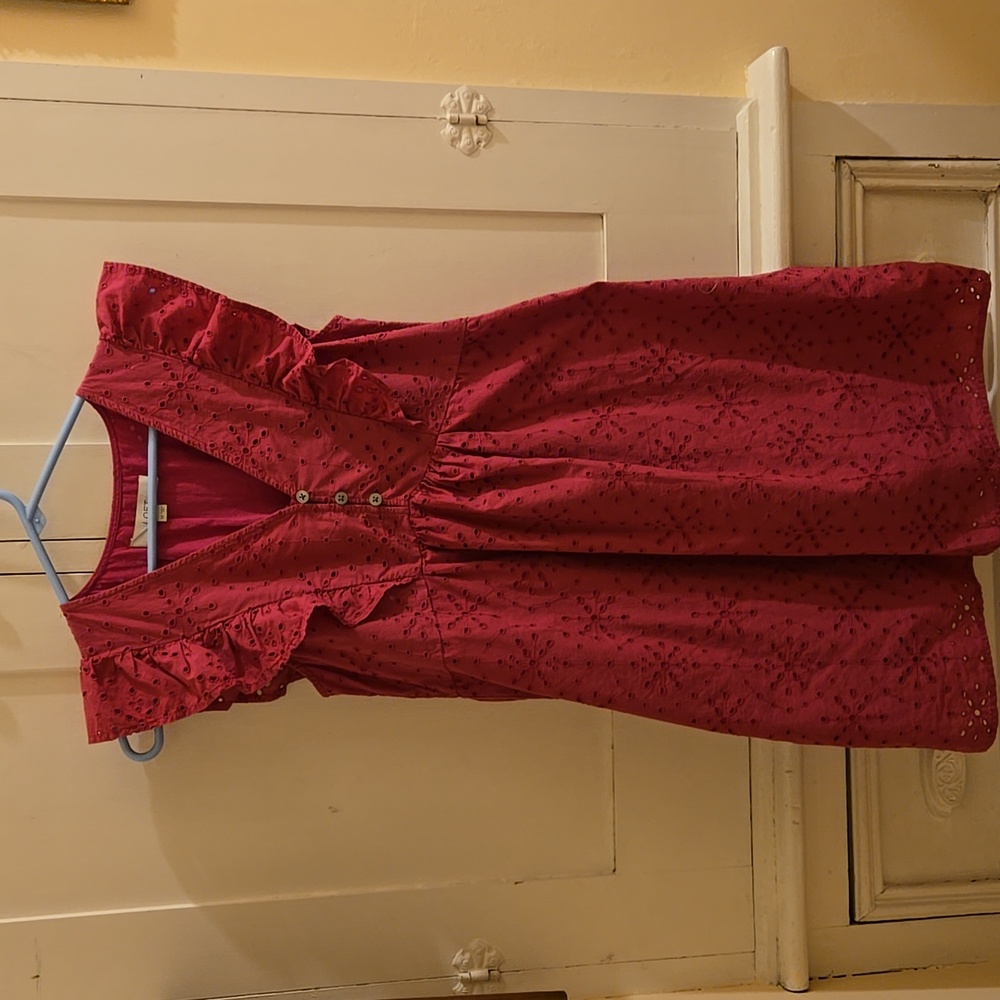 Loft petites bright fuschia eyelet dress Sz SP